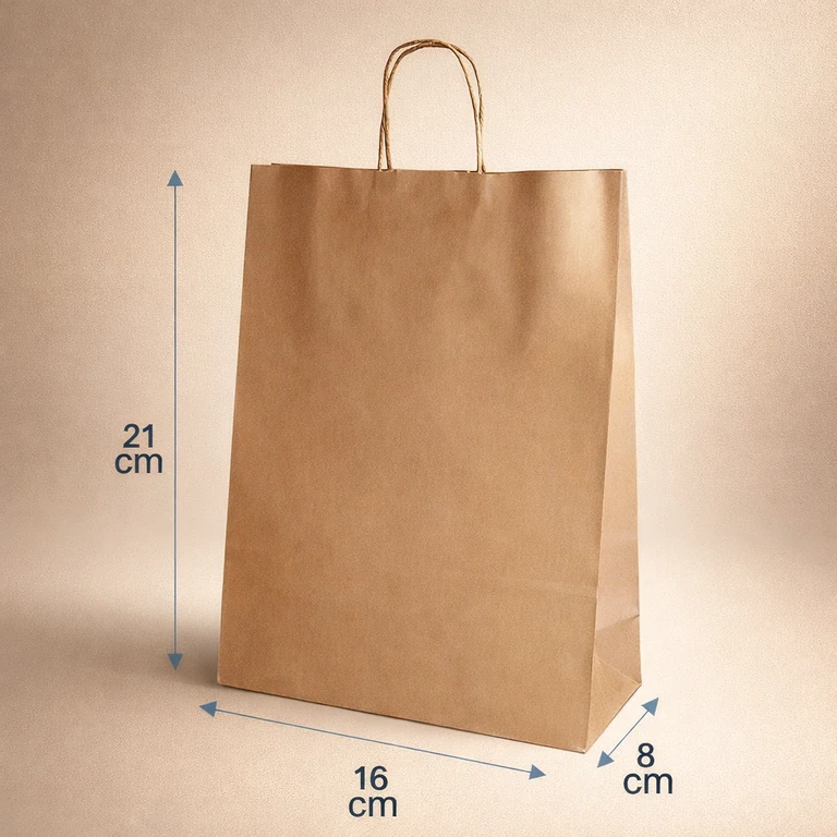 Bolsas de Papel Kraft con Manillas 16 × 21 × 8 cm