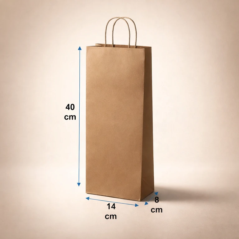 Bolsas de Papel Kraft para Botellas 14 × 40 × 8 cm