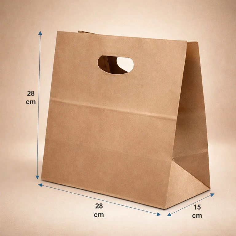 Bolsas de Papel Kraft Troquel 28 × 28 × 15 cm