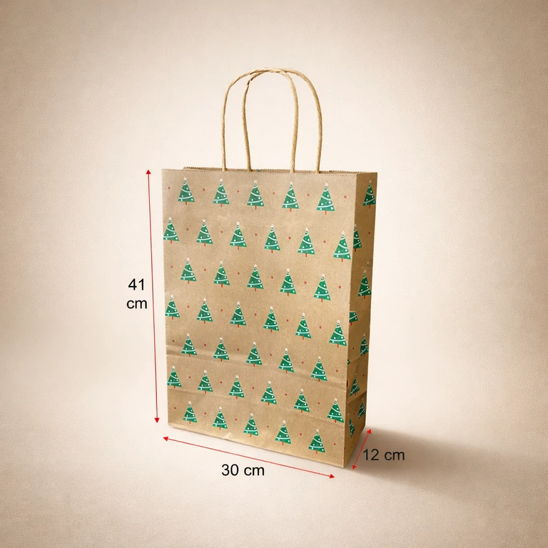 Bolsas de Papel Navidad Kraft 30 × 41 cm
