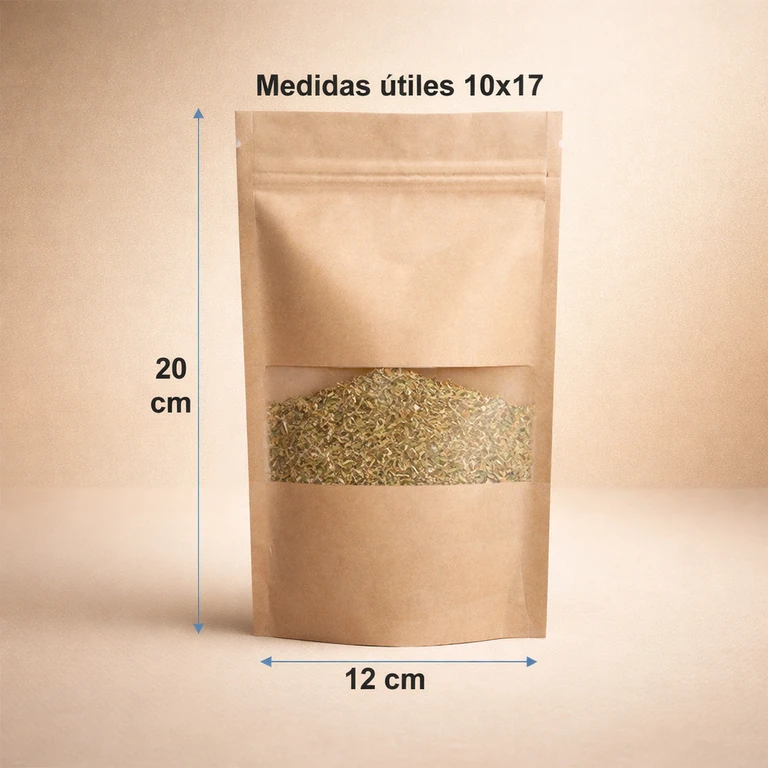 Bolsas Doypack con Cierre (Medida Útil 10 × 17 cm / Total 12 × 20 cm)