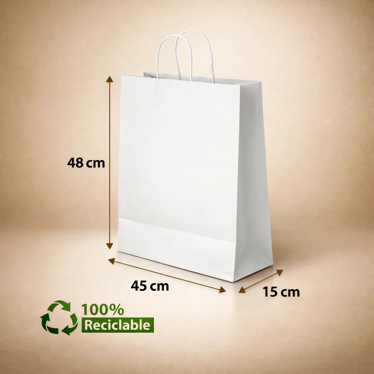 Bolsas de Papel Blancas con Manillas 45 × 48 × 15 cm