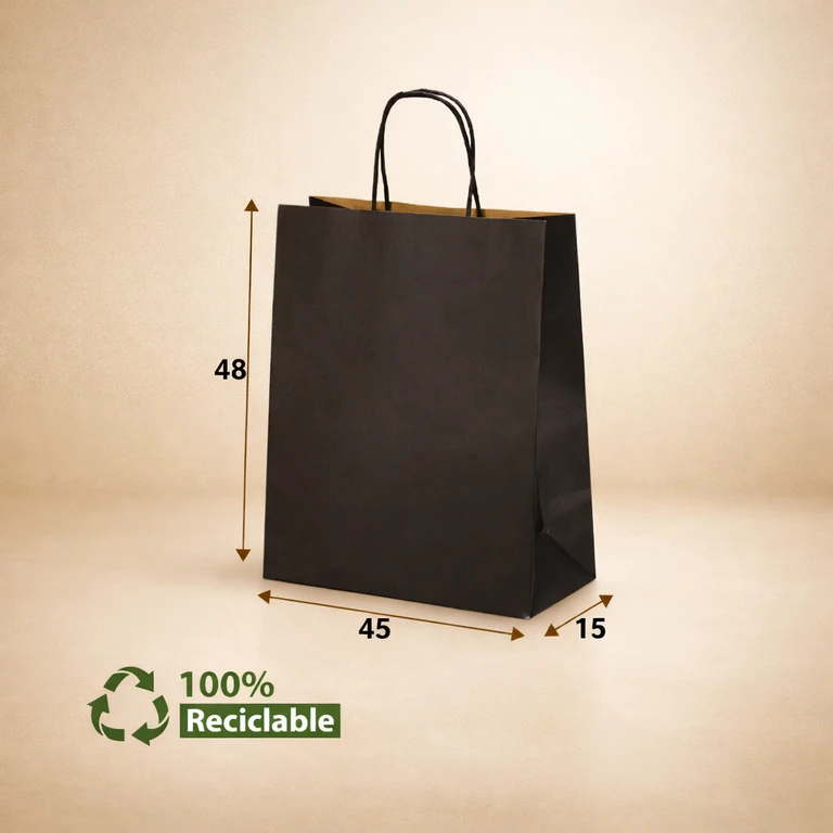 Bolsas de Papel Negras con Manillas 45 × 48 × 15 cm