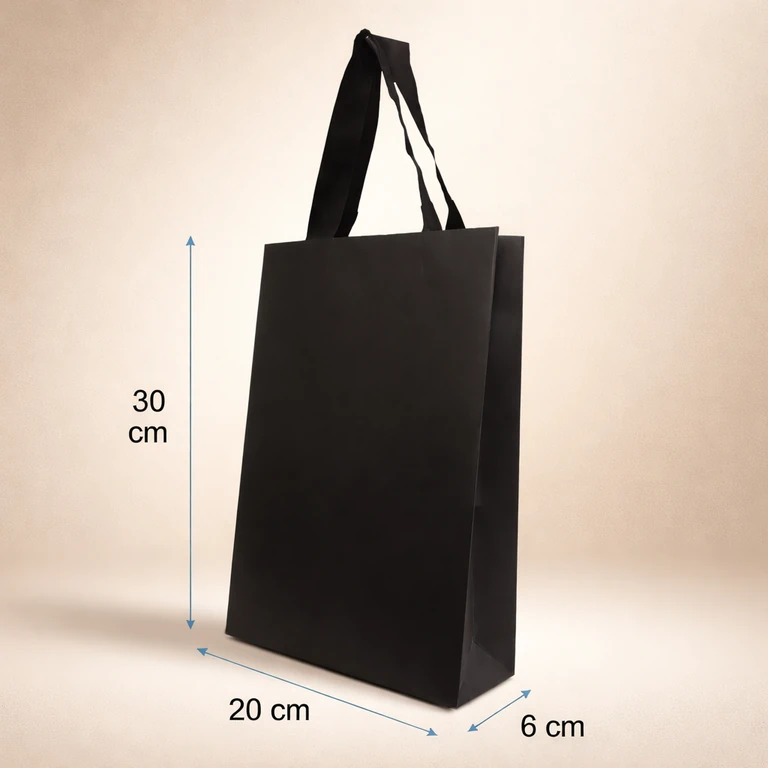 Bolsas de Papel de Lujo Negras 20 × 30 × 6 cm