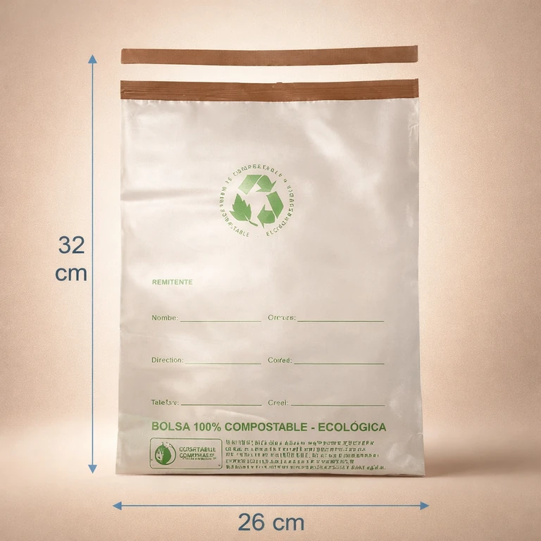 Sobres Courier Compostables con Pegamento 26 × 32 cm