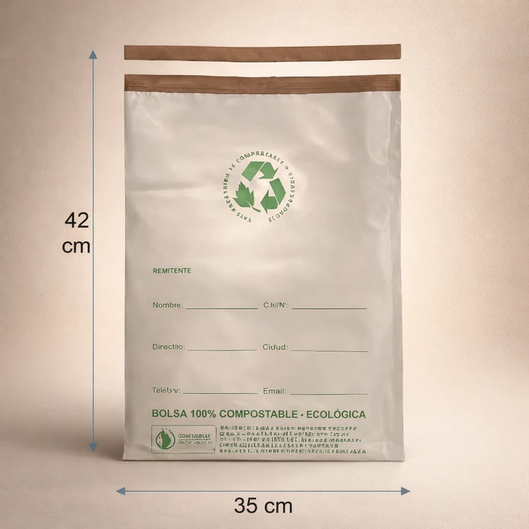 Sobres Courier Compostables con Pegamento 35 × 42 cm