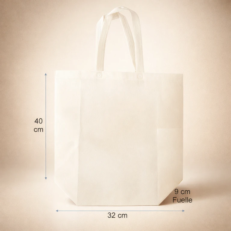 Bolsas Reutilizables de TNT Alta Resistencia 32 × 40 × 9 cm (12 kg máx.) Crudo