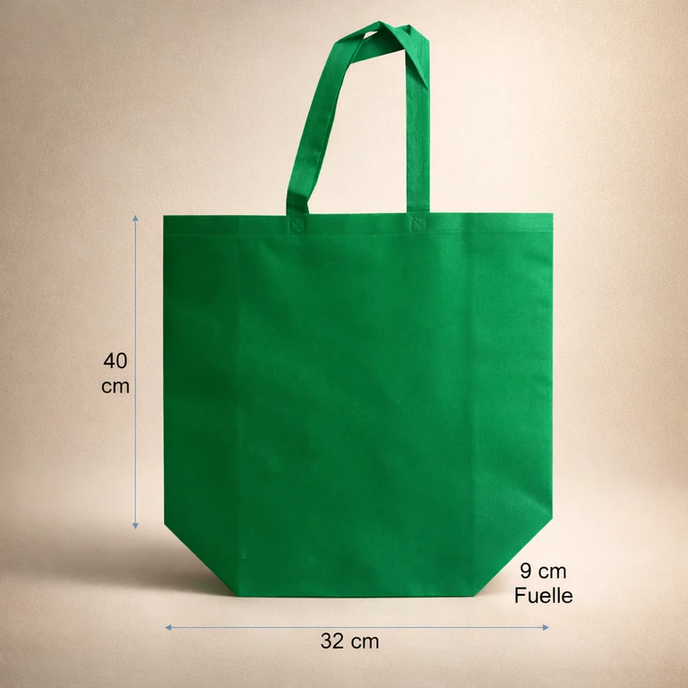 Bolsas Reutilizables de TNT Alta Resistencia 32 × 40 × 9 cm (12 kg máx.) Verde