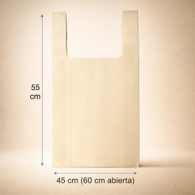 Bolsa TNT Camiseta 45 × 55 cm Crudo (7 kg máx.)