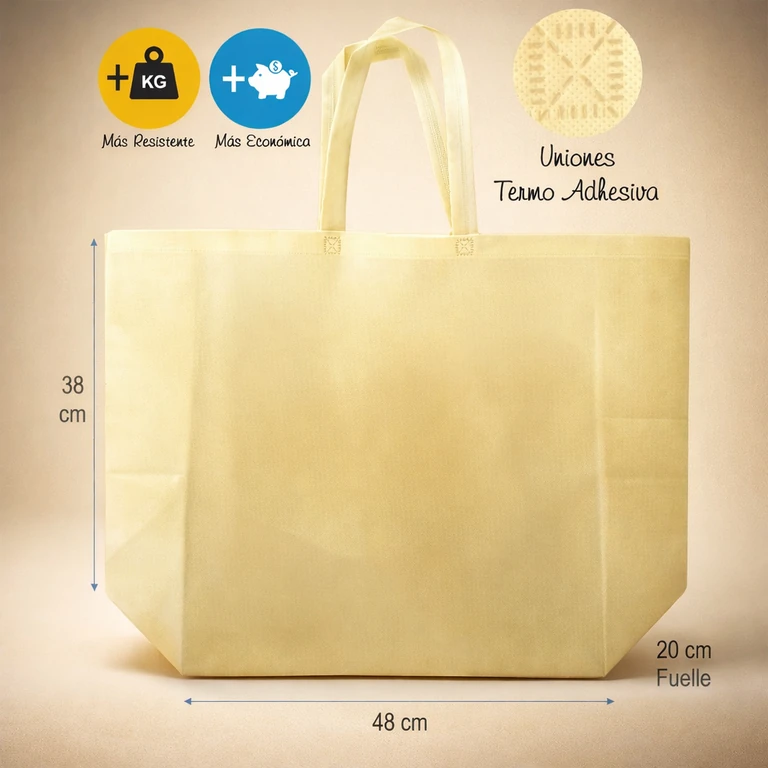 Bolsas Reutilizables de TNT 48 × 38 × 20 cm (12 kg máx.) Crudo