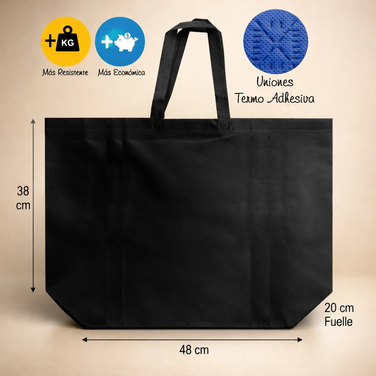 Bolsas Reutilizables de TNT 48 × 38 × 20 cm (12 kg máx.) Negro