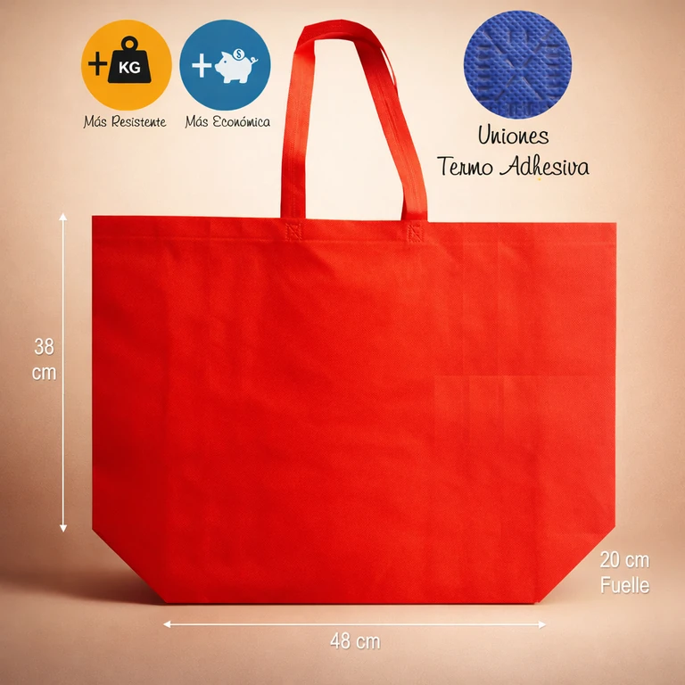 Bolsas Reutilizables de TNT 48 × 38 × 20 cm (12 kg máx.) Rojo