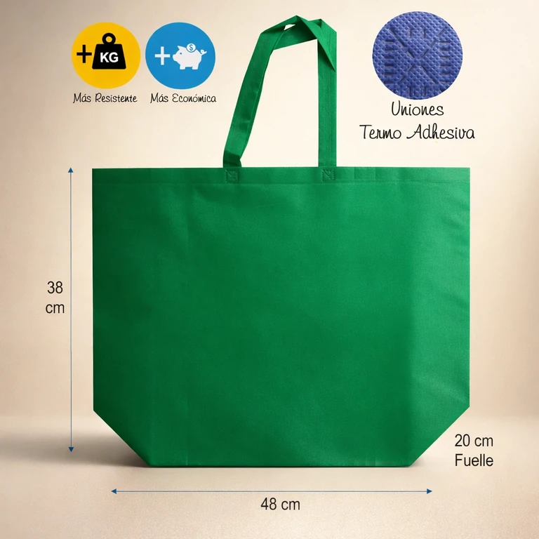 Bolsas Reutilizables de TNT 48 × 38 × 20 cm (12 kg máx.) Verde