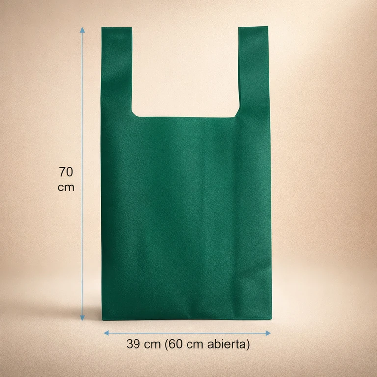 Bolsa TNT Camiseta 60 × 70 cm Verde (10 kg máx.)