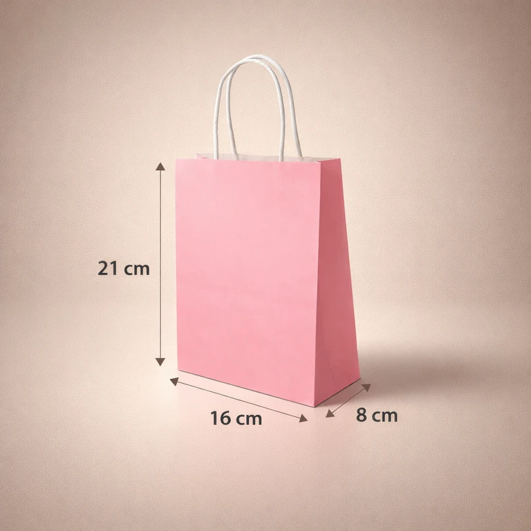 Bolsas de Papel Color Rosado 16 × 21 × 8 cm