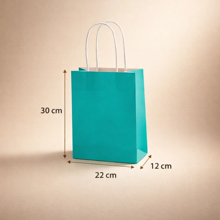 Bolsas de Papel Color Turquesa 22 × 30 × 10 cm