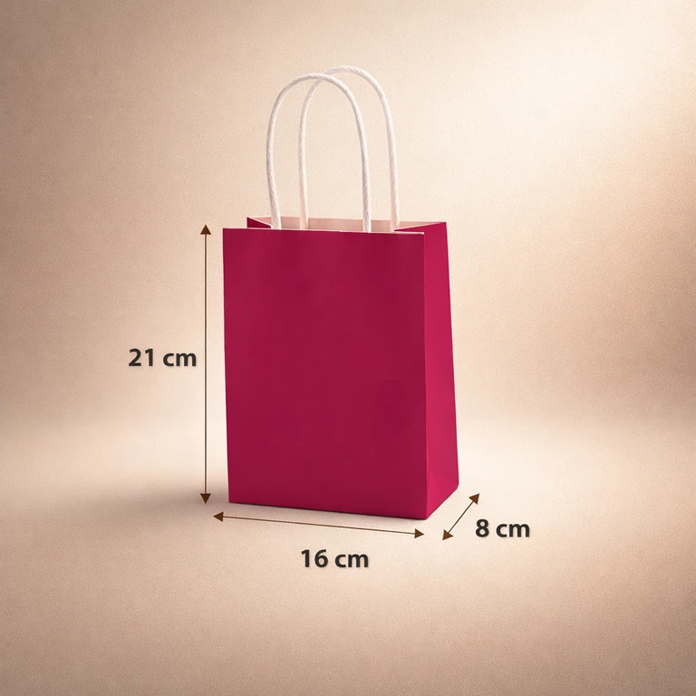 Bolsas de Papel Color Fucsia 16 × 21 × 8 cm
