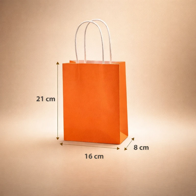 Bolsas de Papel Color Naranjo 16 × 21 × 8 cm