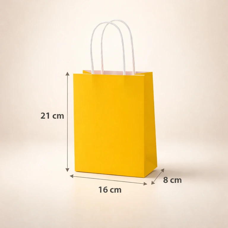 Bolsas de Papel Color Amarillo 16 × 21 × 8 cm