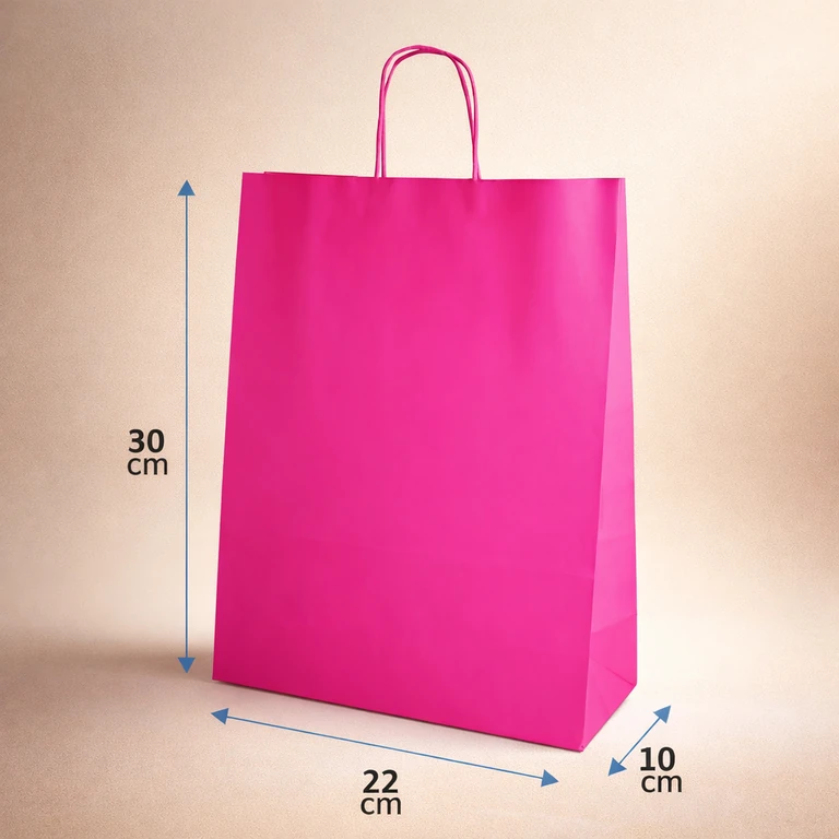 Bolsas de Papel Color Fucsia 22 × 30 × 10 cm