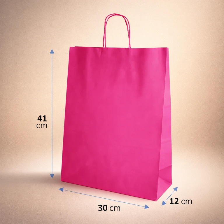 Bolsas de Papel Color Fucsia 30 × 41 × 12 cm