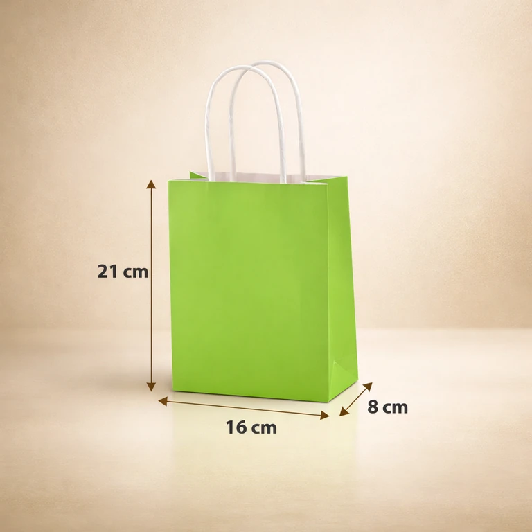 Bolsas de Papel Color Verde 16 × 21 × 8 cm