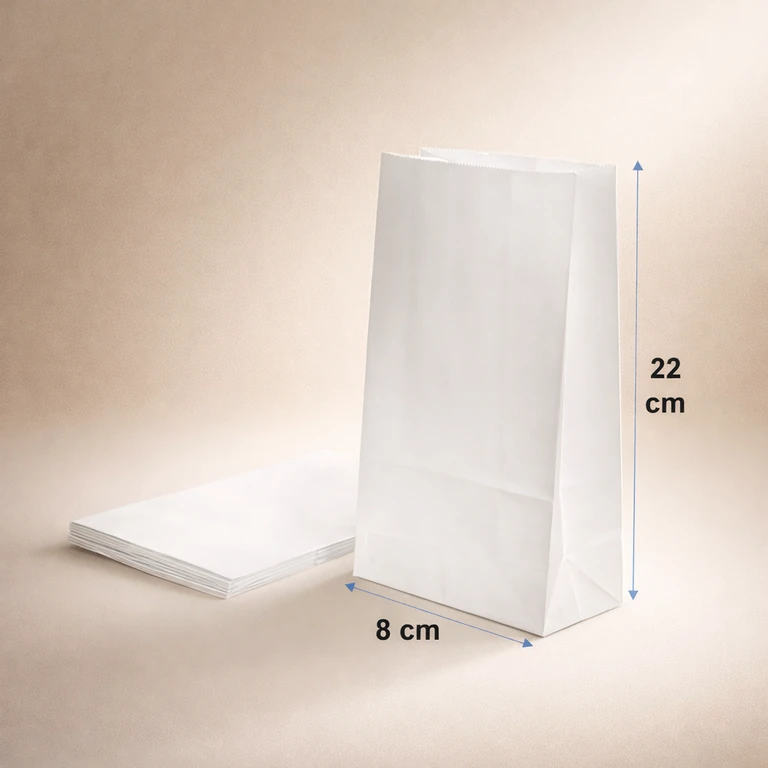 Saquito de Papel Blanco 1/2 Kilo 8 × 22 cm